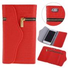 New Zipper Leather Wallet Flip Case Card Holder For 4.7 Inch iPhone 6 Red