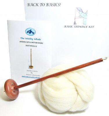 Drop Spindle Yarn Spinning Basic Kit  in Top or Bottom Whorl