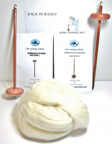 Double Basic Drop Spindle Yarn Spinning Kit With Both Top and Bottom Whorls