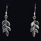Sterling Silver Leaf Frond Dangle Hook Earrings New