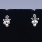Sterling Silver Marcasite Pearl Cluster Stud Earrings New