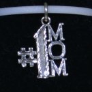 Sterling Silver Pendant Charm #1 Mom Oxidized Finish New