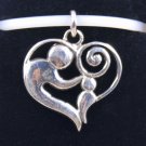 Sterling Silver Parent Child Heart Pendant New