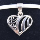 Sterling Silver Heart with Swirls Pendant Charm New
