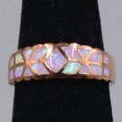 Rose Gold Plated Pink Lab Opal Ring Size 8 New