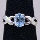 White Gold Plated Blue Topaz Opal Inlay Ring New