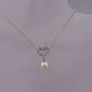 Sterling Silver Heart with Pearl Pendant on Chain New