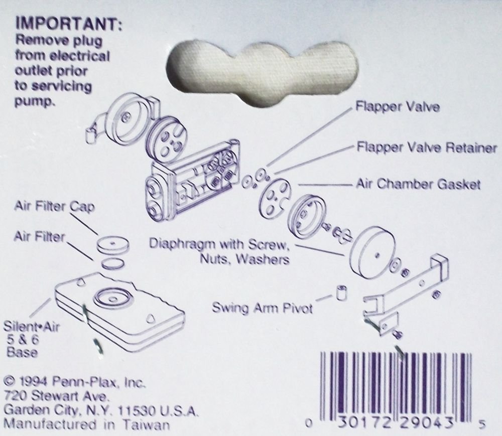 PENN PLAX SILENT AIR SAX1 SAX2 SAX3 SAX4 SAX5 SAX6 AIR PUMP PARTS