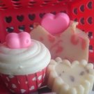 4 Piece Bath Set for Valentines Day with Heart Basket! Soap, Lip balm, bath bomb