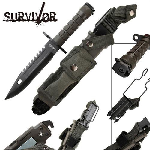 Survivor Special Ops Military Bayonet Knife Black