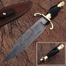 Custom Made Damascus Steel Bowie Knife with Buffalo Horn Handle