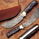 Damascus Steel Kukri Skinner Knife Exotic Wood Handle Buffalo Skinner