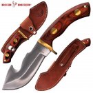 10 inch Hunting Knife with Leather Sheath (Red/Orange Pakka Wood Handle)