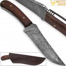 Large Executive Damascus Steel Knife Full Tang Walnut Handle Hardwood
