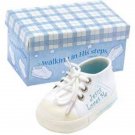 Baby boy porcelain shoe keepsake birth announcement Jesus Loves Me shower gift