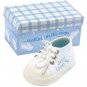 Baby boy porcelain shoe keepsake birth announcement Jesus Loves Me shower gift