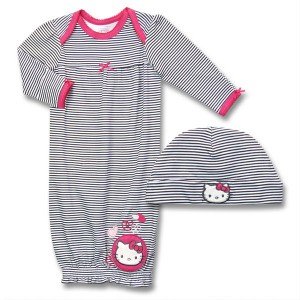 New Hello Kitty 2 pc gown & cap set baby girl sleepwear infant sleeper