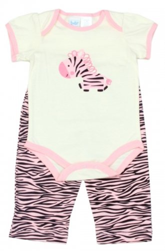 Baby girl's 0-3 months 3 pc zebra set creeper, pants & bib PKW650