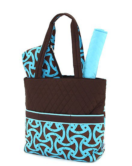 New Belvah quilted 3 piece diaper bag with baby changing pad and case ...