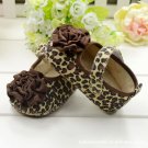 New baby girl's leopard shoes w/ large flower infant size 12-18 months