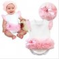 Pink and white baby girl's size XL romper with ruffle by Doomagic