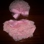 Small baby girl's pink lace diaper cover and cap newborn picture prop
