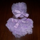 Small baby girl's purple lace diaper cover and cap newborn picture prop