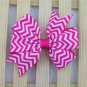 Girls chevron dark pink and white color hairbow hair accessories
