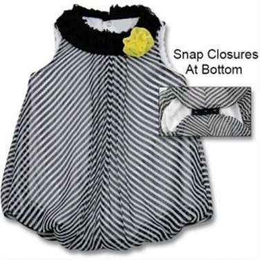 Baby girls 9 months Baby Essentials black and white striped bubble romper 886252133754