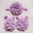 Baby toddler purple colored barefoot sandals & headband baby hair accessories C224