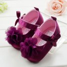 New baby girl's size 3-6 months purple shoes with flower infant crib shoes