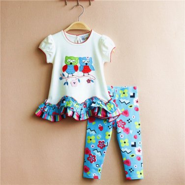 Baby Girls 12 Months Rare Editions Embroidered Owl 2 Piece Leggings Set ...