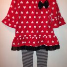New girls size 3T black and red leggings set top and pants