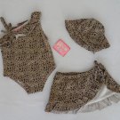 Girls size 4 swimwear 3 piece baby leopard swimsuit swimwear bathing suit w/ tags