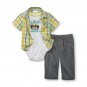 Baby boys size newborn 3 piece pants bodysuit & shirt set 6648540089372