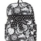 BELVAH LARGE QUILTED FLORAL DESIGN LARGE BACKPACK BOOK BAG QF2746(BKWH) BS500 GIFT