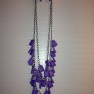Silver chain necklace with dangle purple beads and matching earrings jewelry