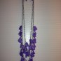 Silver chain necklace with dangle purple beads and matching earrings jewelry