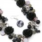 Beautiful Madison Ave chunky necklace and earrings w/ beads butterflies jewelry