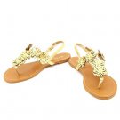 New boxed gold flower accent sandals ladies size 5.5 shoe size five and half BS500B