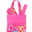 Quilted peace sign monogrammable 3PC baby diaper bag QTP1103L(FSMT) newborn