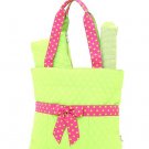 Quilted lime & pink monogrammable 3pc baby diaper bag QSD2721 LMFS BS977 Gift