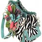 Ladies zebra print handbag with floral accent ZT893F-Tuq