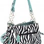 Ladies zebra print handbag with floral accent ZT893F-Tuq