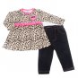 Baby girls 24M leopard set long sleeve top with ruffles and denim jeggings 017036755286