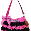 Girl's cheerleader skirt Handbag w/ Football Keychain (Pink/Black)