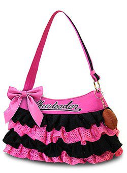 Girl's cheerleader skirt Handbag w/ Football Keychain (Pink/Black)