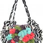 Ladies zebra print handbag with floral accent ZT928F-Pup