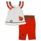 Young Hearts 2T Toddler Girl's Ruffled Top & Pants Set - Dots & Ladybugs 887847491730