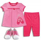 Baby girl's 3-6 months 3pc set - pants, romper and shoes K400